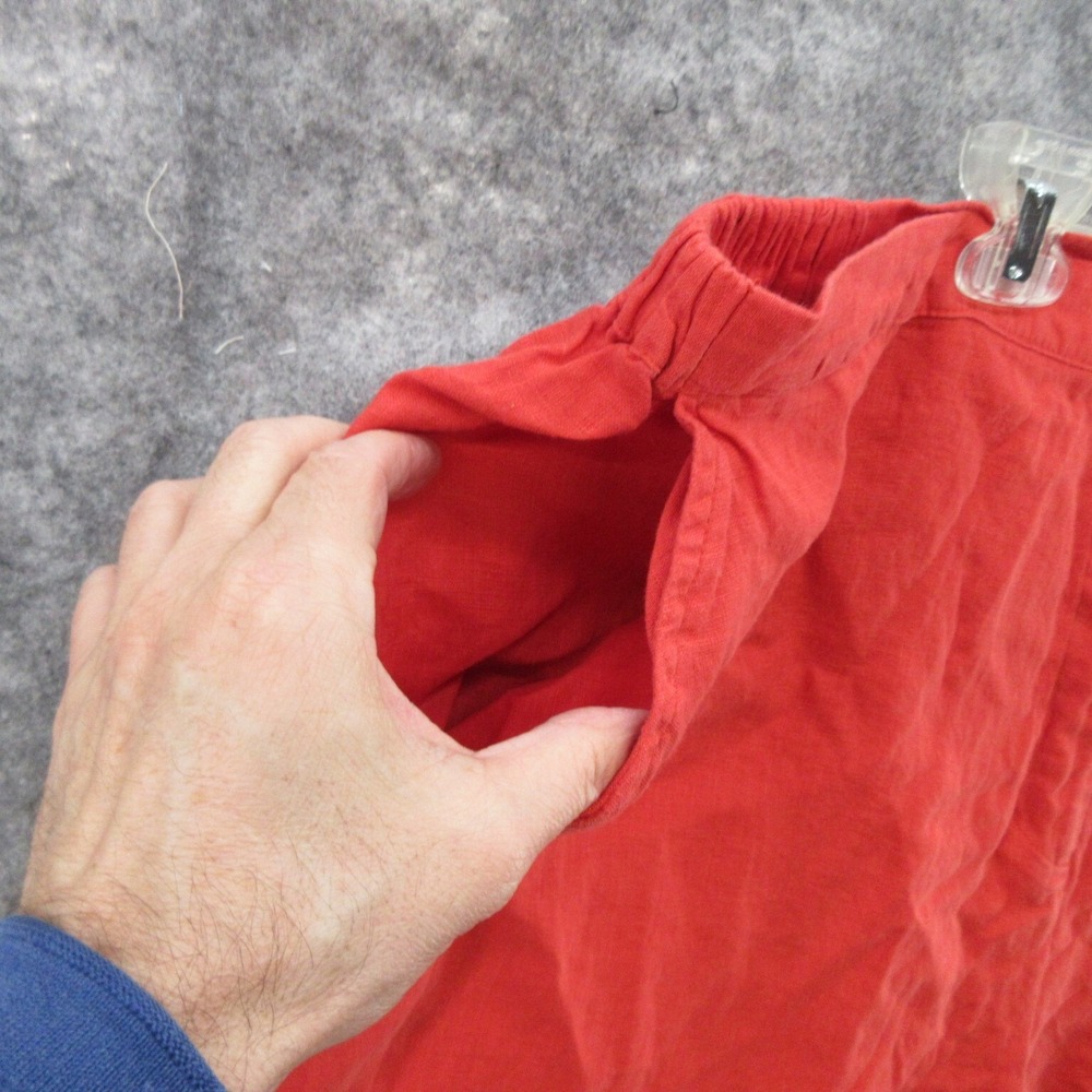 FLAX Designs Pants 3G LInen Red Pedal Pusher Elastic Waistband With Pockets New - Picture 11 of 16